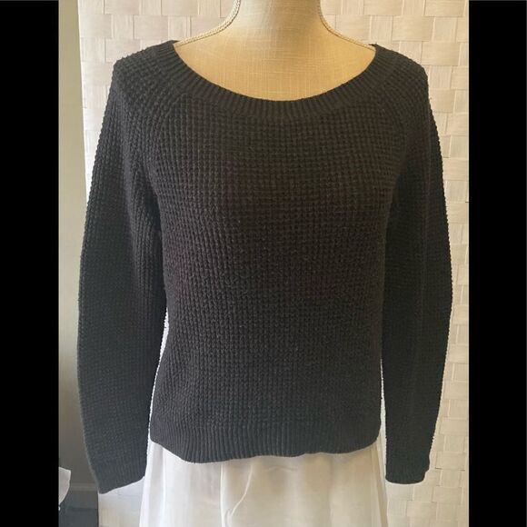 Navy scoop neck knit sweater Medium - Picture 7 of 7